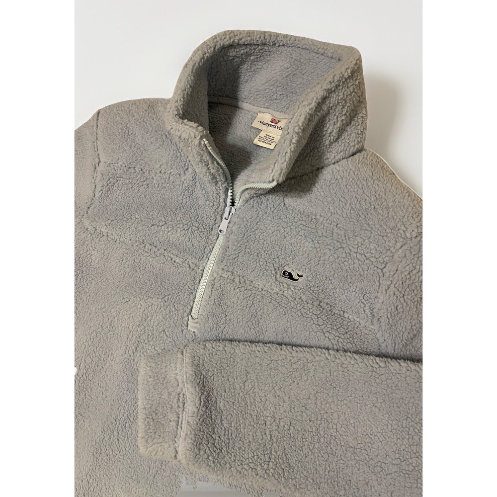 Vineyard Vines Woman's Light Blue Fleece Sherpa Quarter Zip Sweater Small
